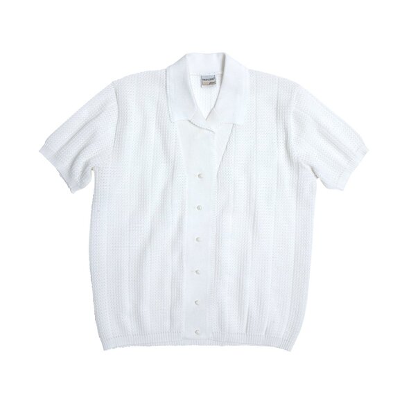 TREVIRA (Germany) Waffle Knit Picot Collar Polo Shirt : S - Picture 1 of 4